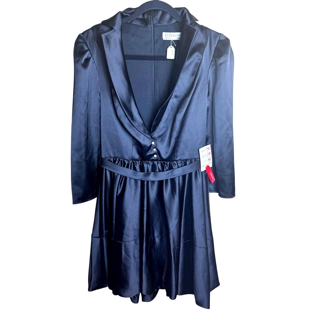 Ieena for Mac Duggal Satin Black Collar Dress size 4 NWT